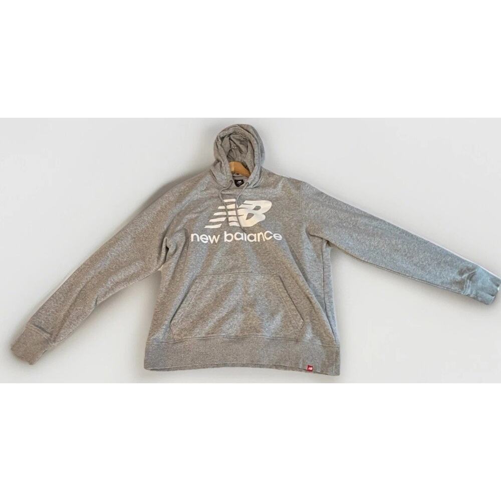 New Balance Men's Fleece Pullover Hoodie Gray Long Sleeve Drawstring Regular L
